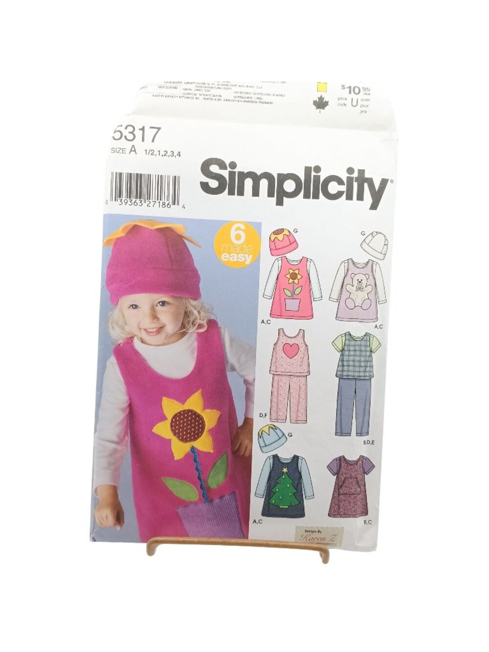 UNCUT Simplicity 5317 Toddler Sewing Pattern Jumper Pants Hat Tops Size A 1/2-4